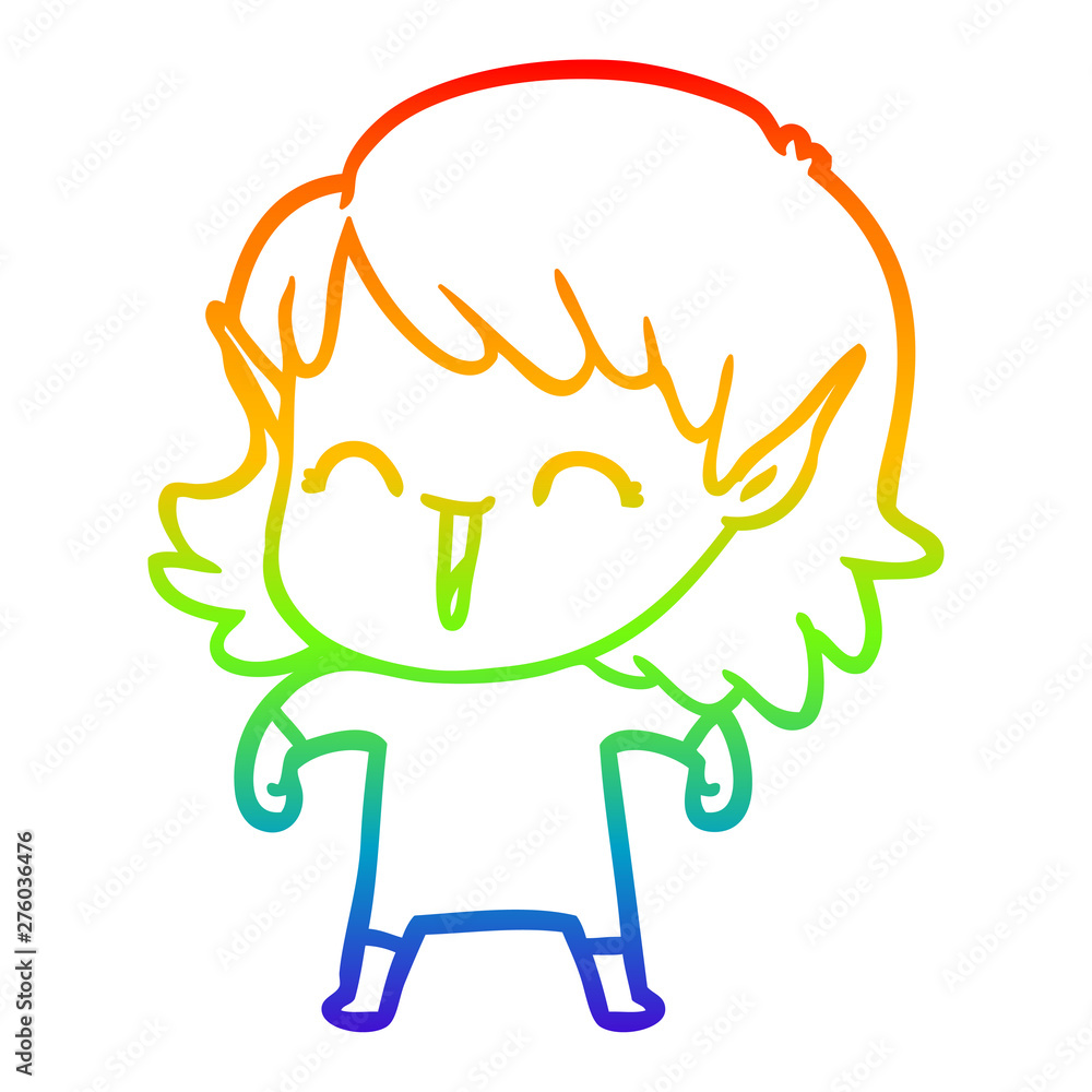 rainbow gradient line drawing cartoon elf girl rainbow gradient line drawing cartoon elf girl