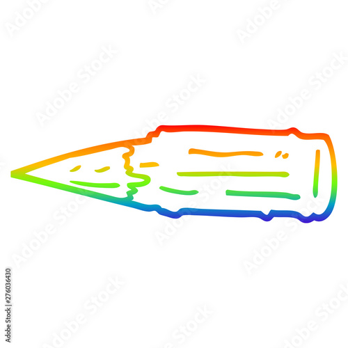 rainbow gradient line drawing cartoon bloody vampire stake