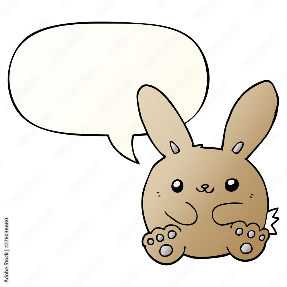 cartoon rabbit and speech bubble in smooth gradient style cartoon rabbit and speech bubble in smooth gradient style