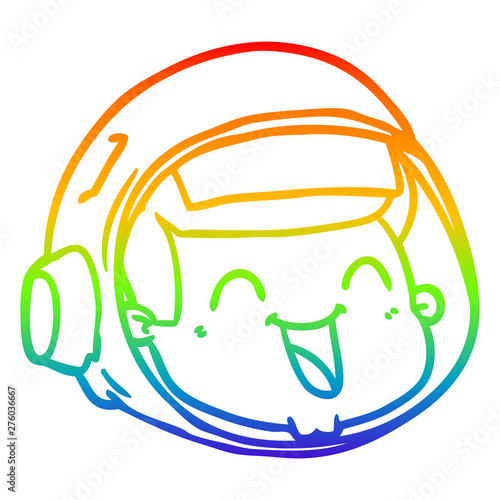 rainbow gradient line drawing cartoon happy astronaut face