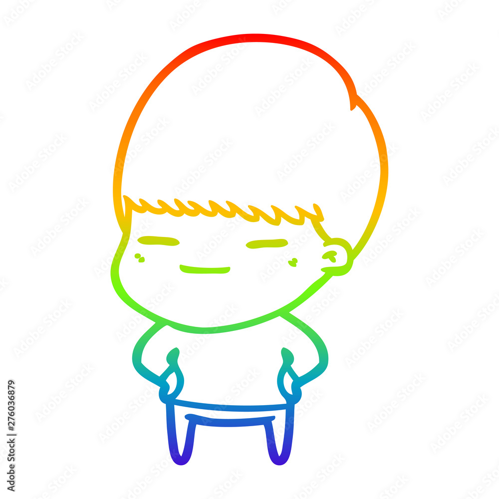 rainbow gradient line drawing cartoon smug boy rainbow gradient line drawing cartoon smug boy