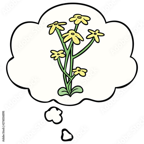 cartoon flower and thought bubble