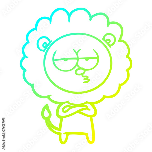 cold gradient line drawing cartoon bored lion