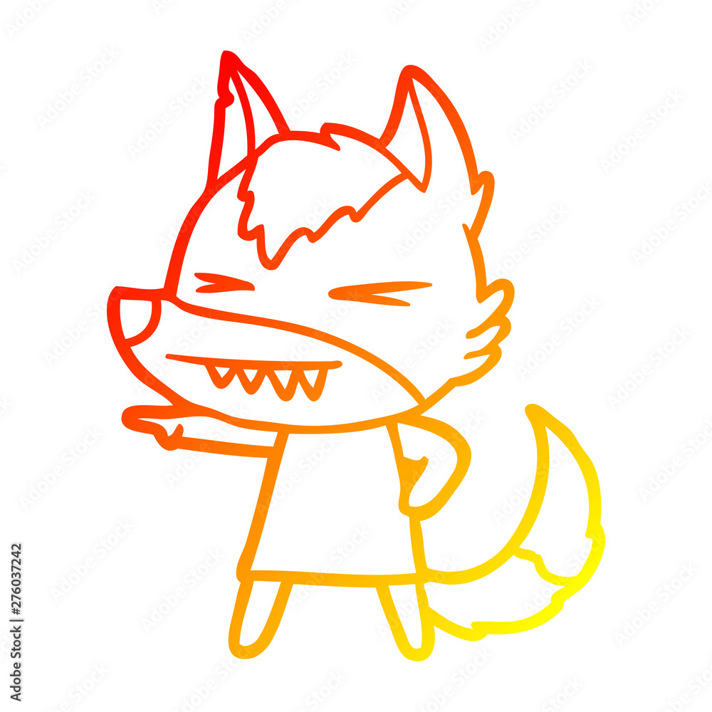 warm gradient line drawing angry wolf cartoon warm gradient line drawing angry wolf cartoon