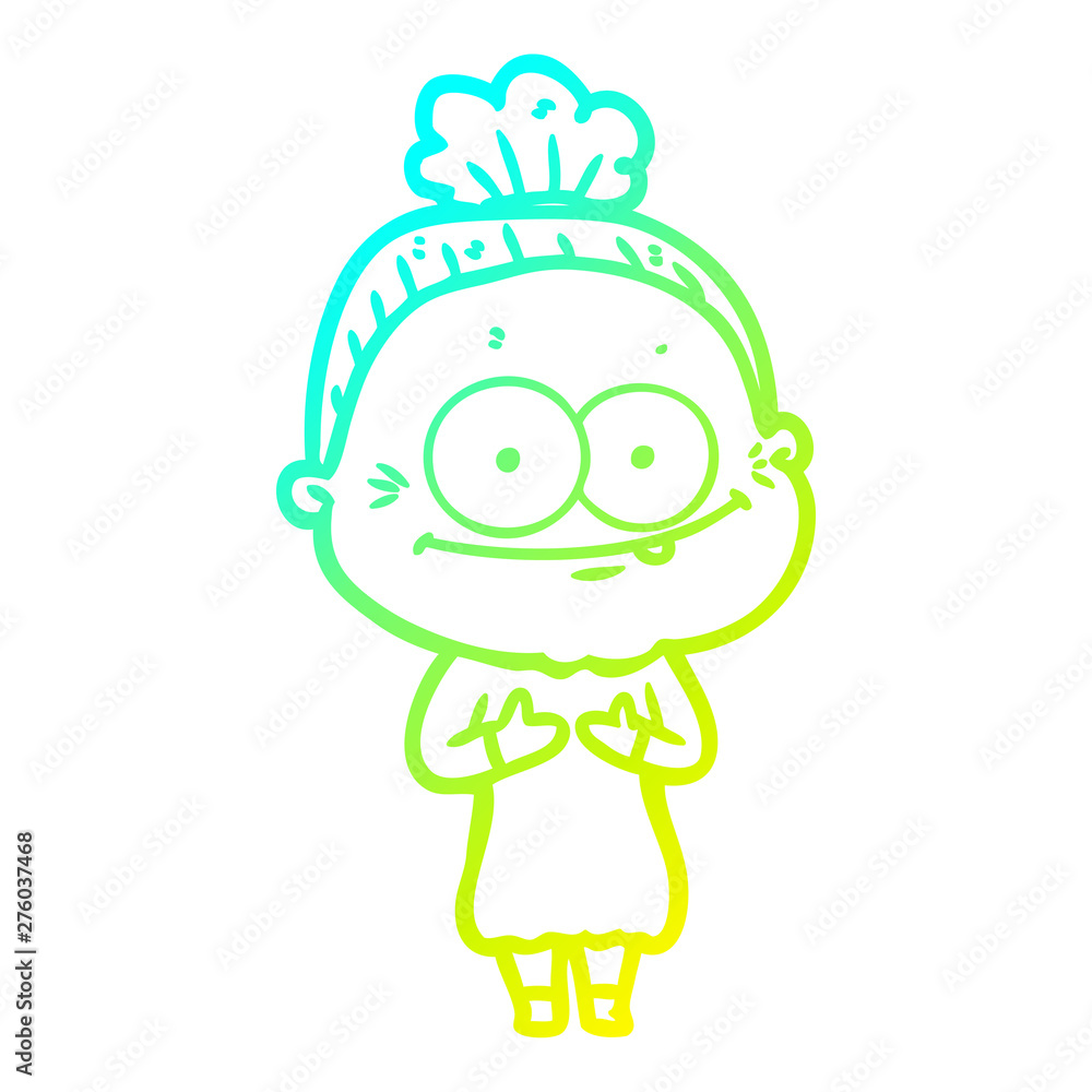 cold gradient line drawing cartoon happy old woman cold gradient line drawing cartoon happy old woman