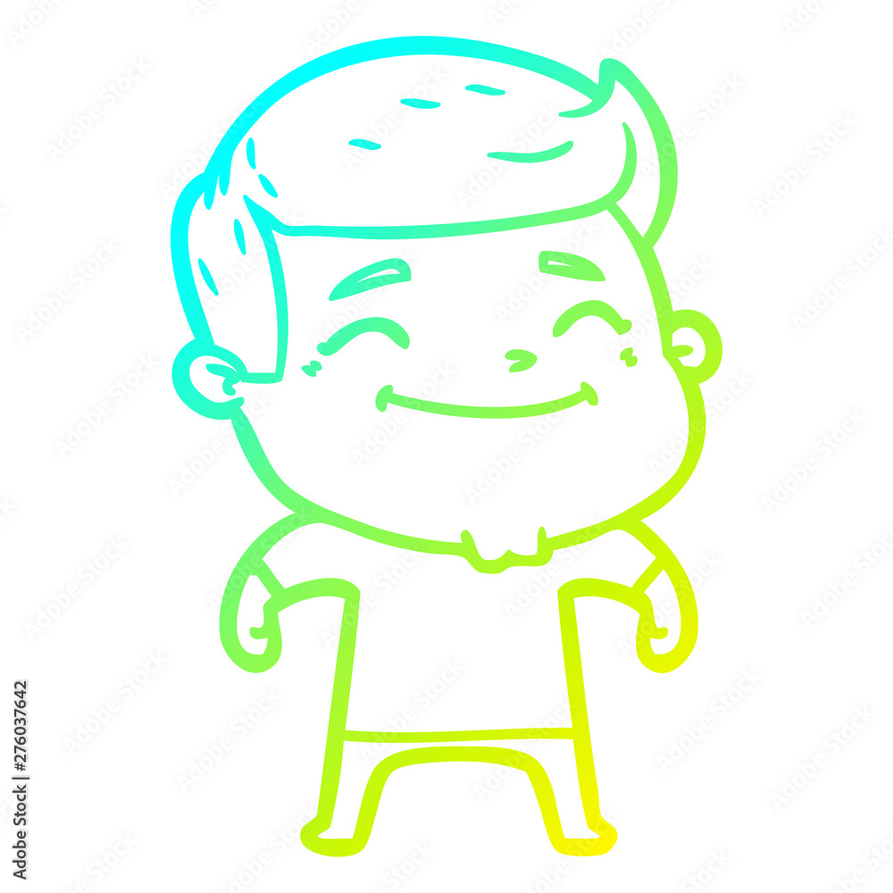 cold gradient line drawing happy cartoon man cold gradient line drawing happy cartoon man
