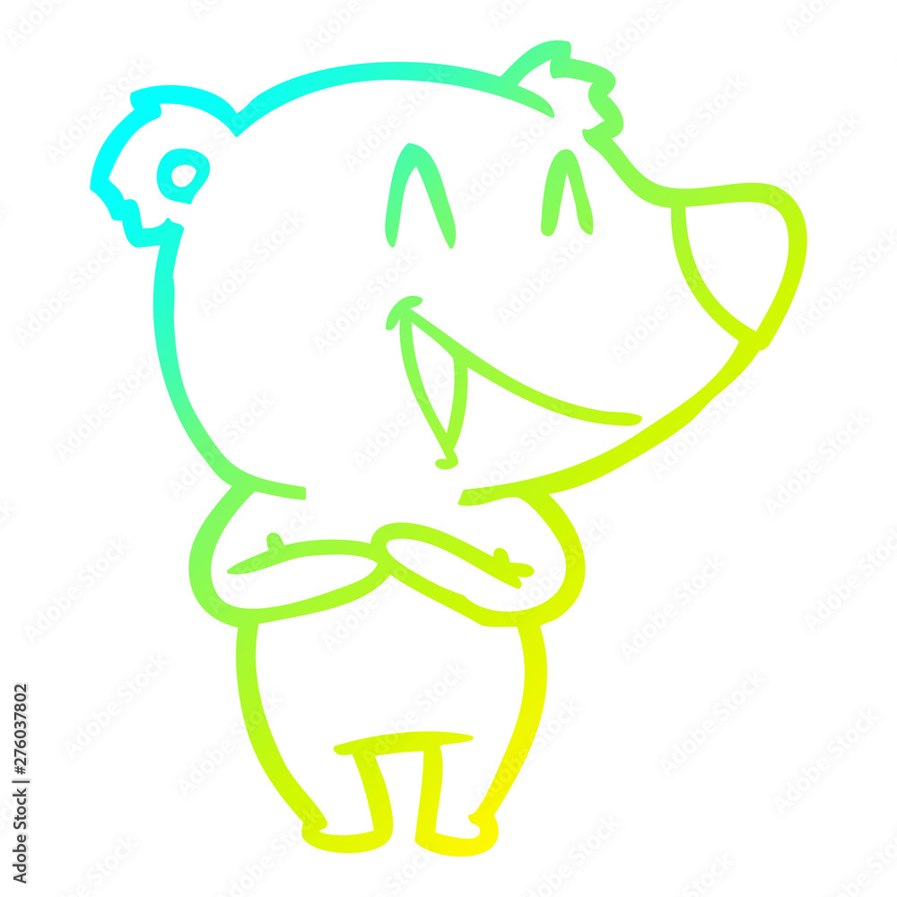 Fototapeta premium cold gradient line drawing laughing bear cartoon