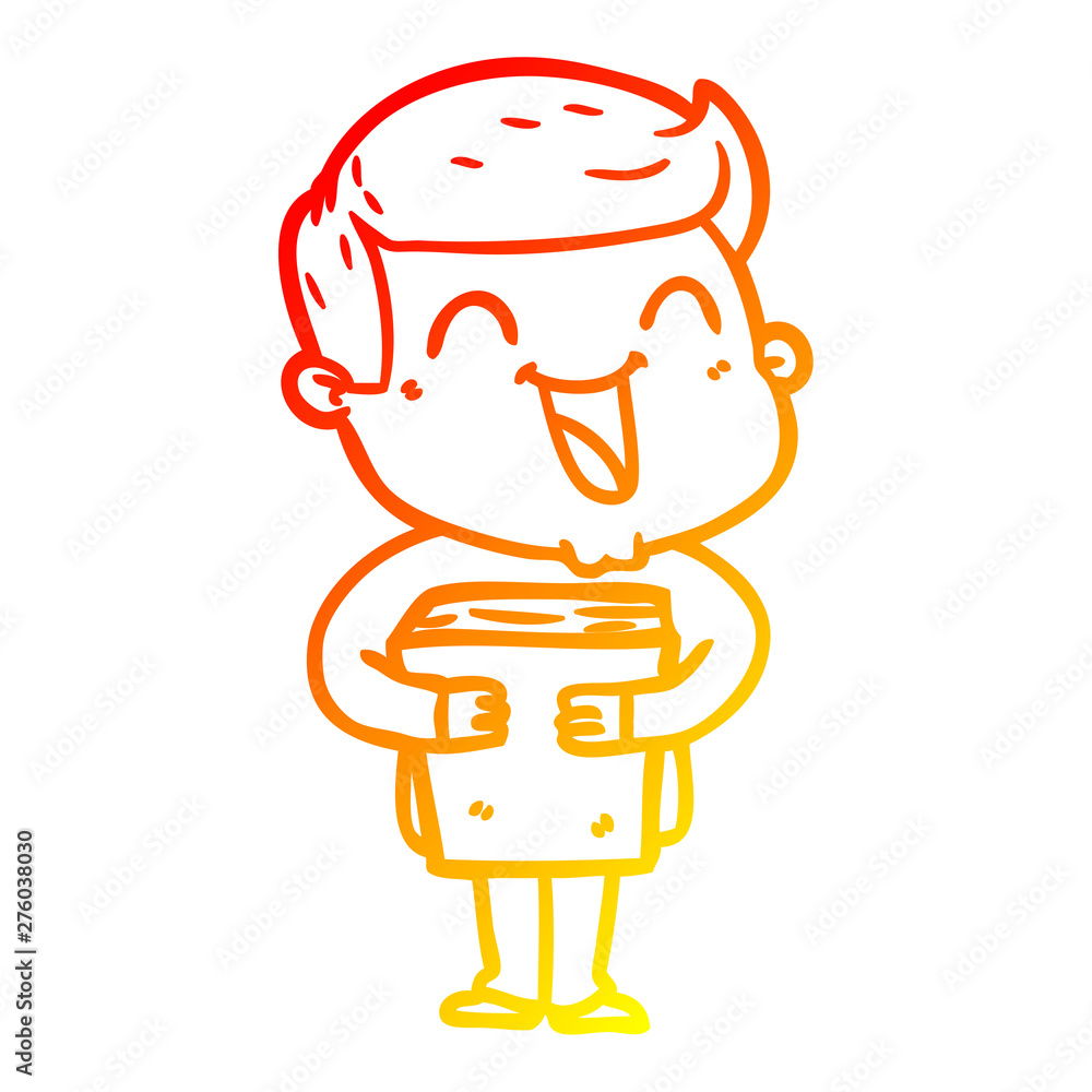 Obraz premium warm gradient line drawing cartoon man laughing