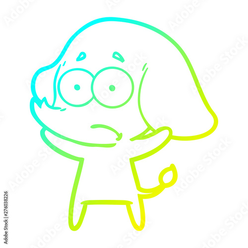cold gradient line drawing cartoon unsure elephant