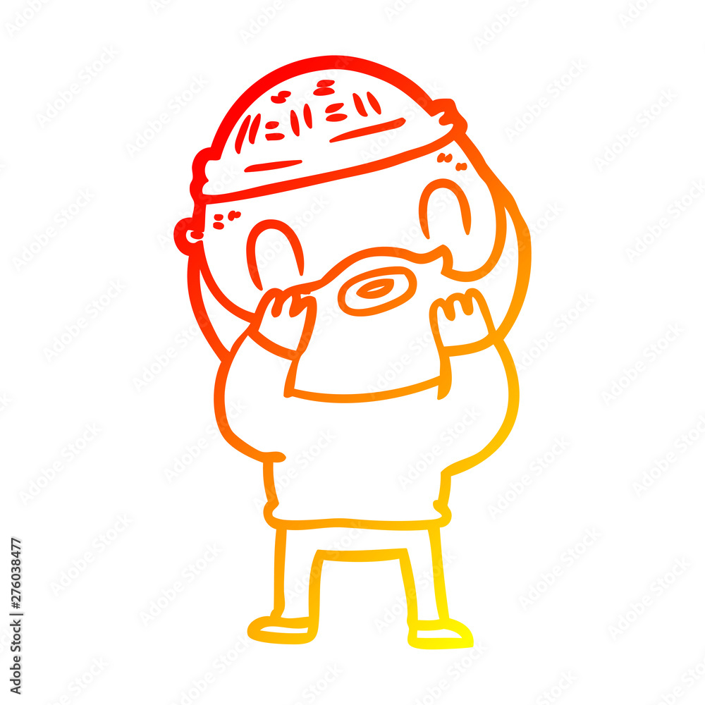 warm gradient line drawing cartoon bearded man warm gradient line drawing cartoon bearded man