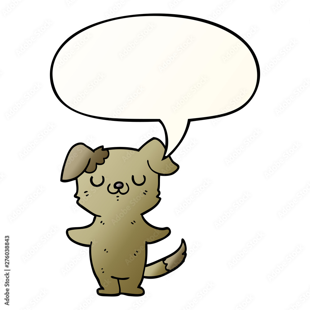 cartoon puppy and speech bubble in smooth gradient style cartoon puppy and speech bubble in smooth gradient style