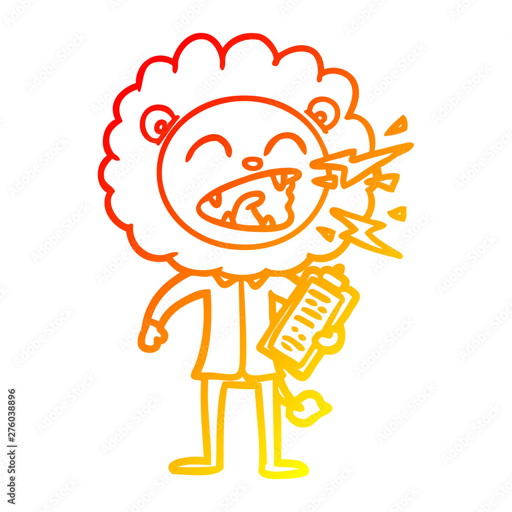 warm gradient line drawing cartoon roaring lion doctor warm gradient line drawing cartoon roaring lion doctor