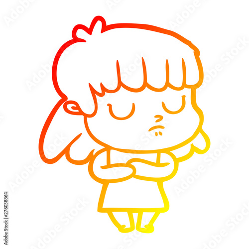 warm gradient line drawing cartoon indifferent woman