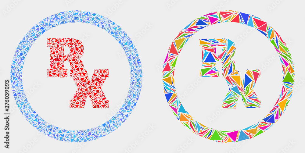 RX receipt symbol collage icon of triangle items which have various ...