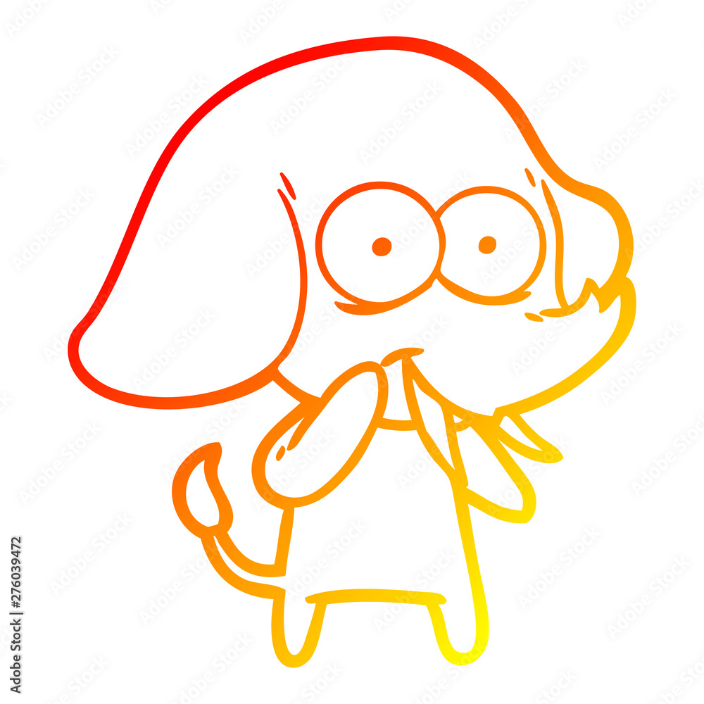 Obraz premium warm gradient line drawing happy cartoon elephant