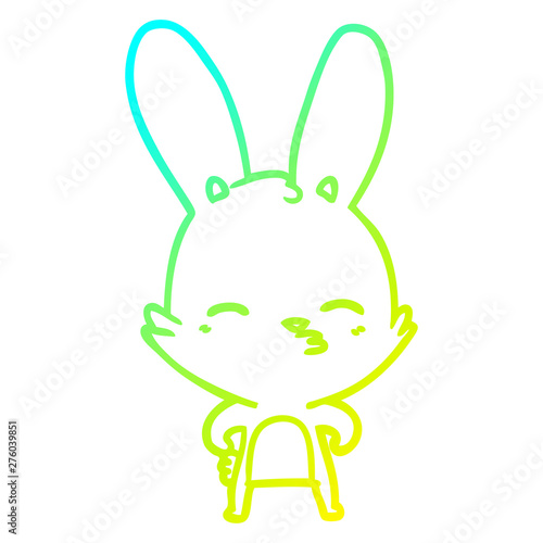 cold gradient line drawing curious bunny cartoon