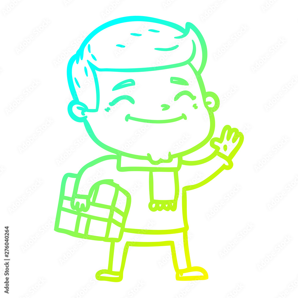 cold gradient line drawing happy cartoon man cold gradient line drawing happy cartoon man