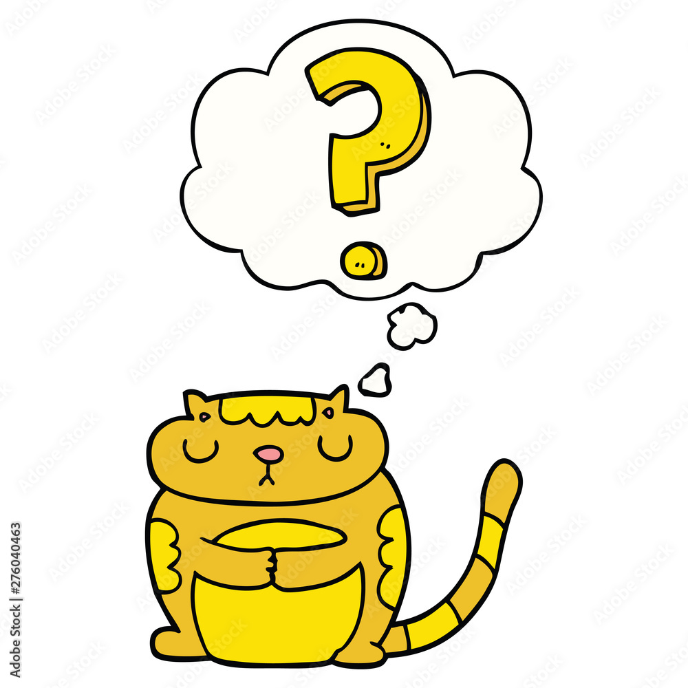 cartoon cat with question mark and thought bubble cartoon cat with question mark and thought bubble