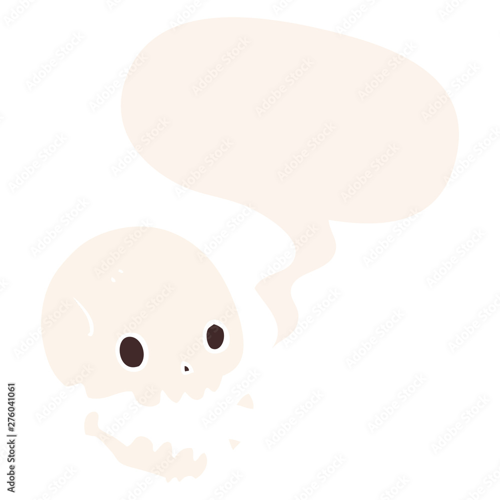 cartoon spooky skull and speech bubble in retro style cartoon spooky skull and speech bubble in retro style