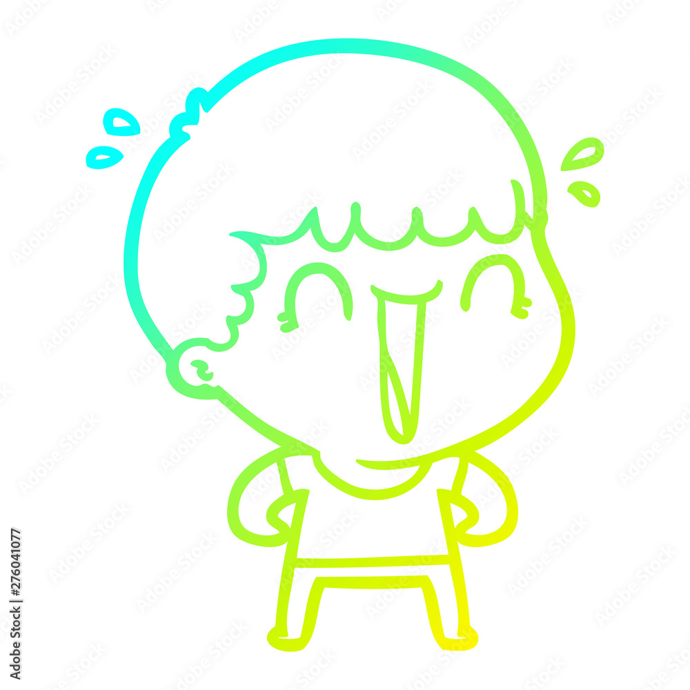 cold gradient line drawing laughing cartoon man cold gradient line drawing laughing cartoon man