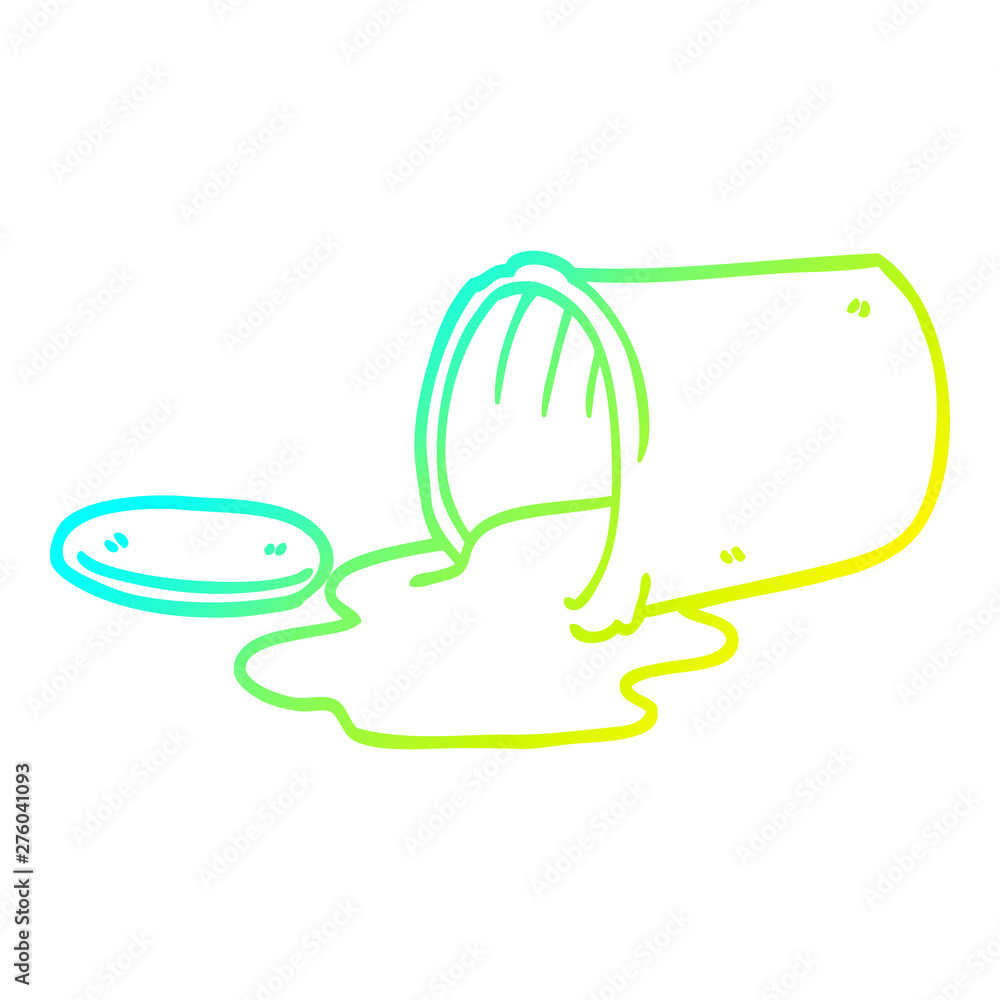 Fototapeta premium cold gradient line drawing cartoon of spilt food