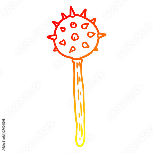 warm gradient line drawing cartoon medieval mace