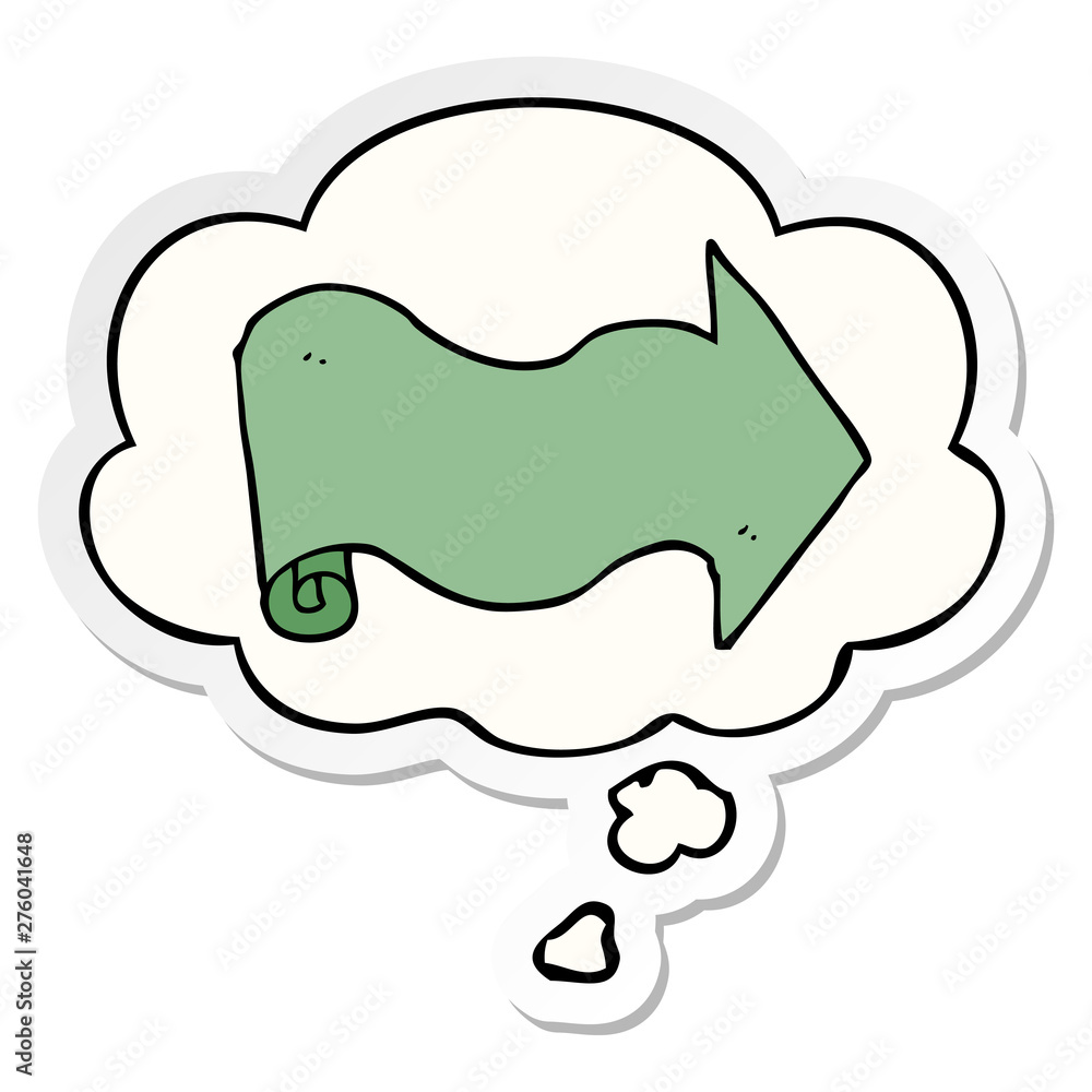 cartoon arrow and thought bubble as a printed sticker cartoon arrow and thought bubble as a printed sticker