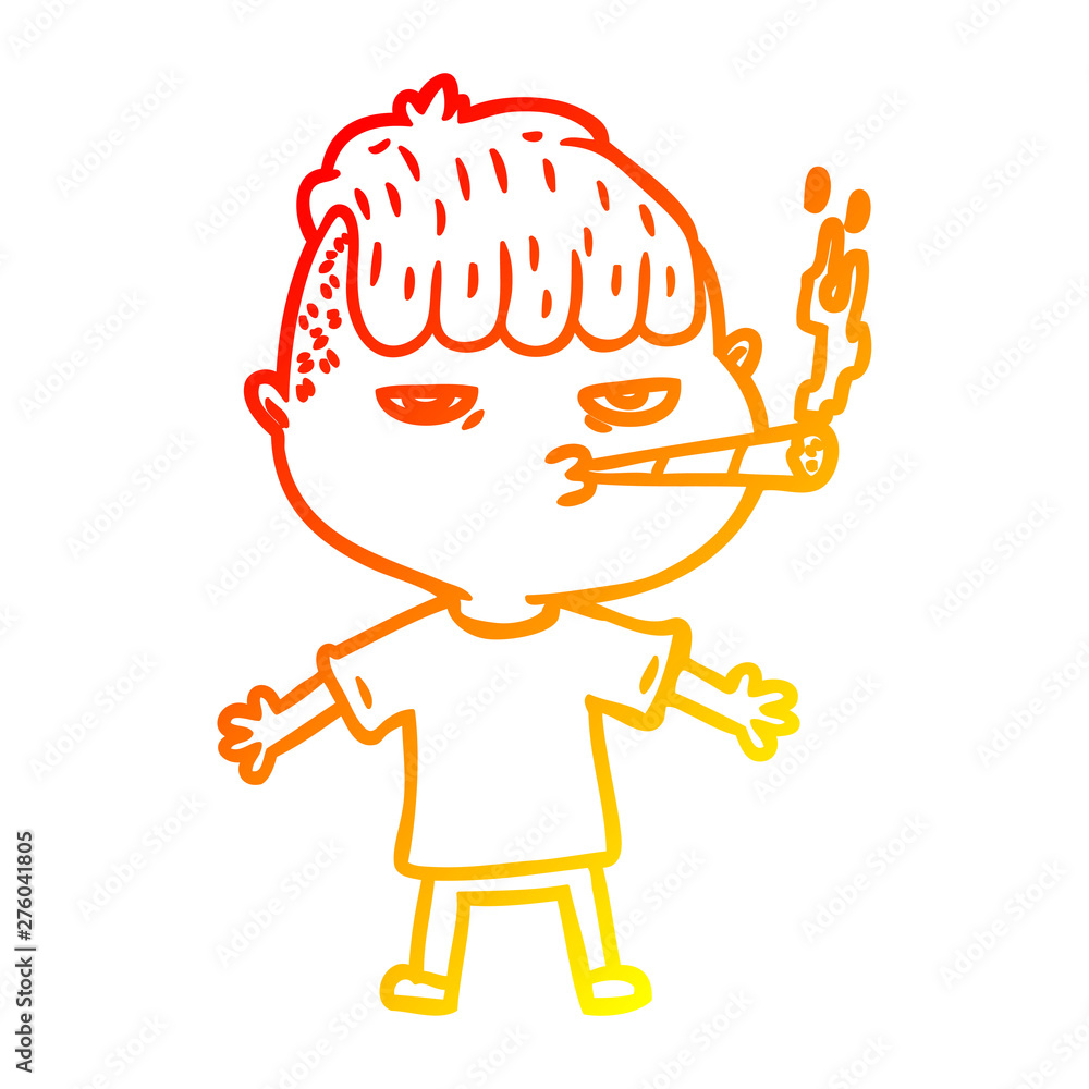 warm gradient line drawing cartoon man smoking warm gradient line drawing cartoon man smoking