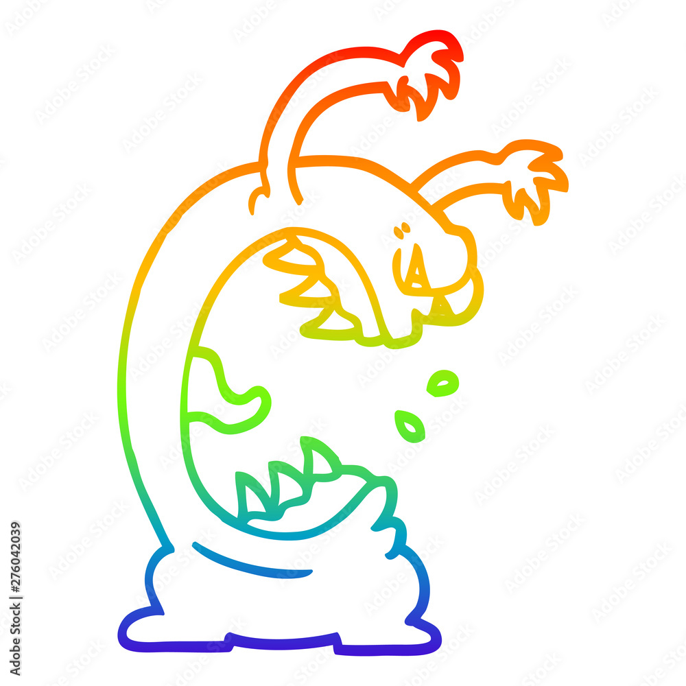 Fototapeta premium rainbow gradient line drawing cartoon monster