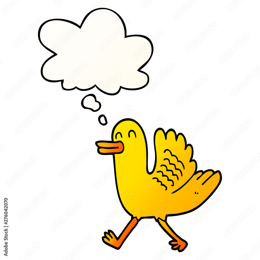 cartoon duck and thought bubble in smooth gradient style cartoon duck and thought bubble in smooth gradient style