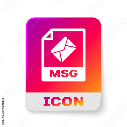 White MSG file document icon. Download msg button icon isolated on white background. MSG file symbol. Rectangle color button. Vector Illustration