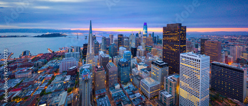 Aerial View of San Francisco Skyline at Sunrise