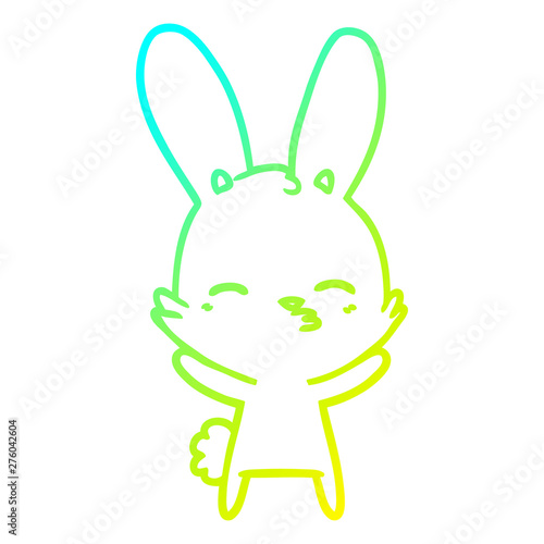cold gradient line drawing curious bunny cartoon