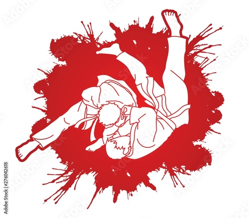Judo sport action cartoon graphic vector.
