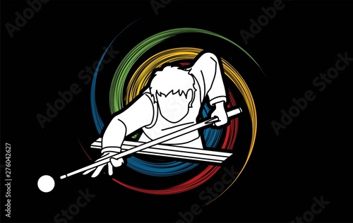 Snooker sport action cartoon graphic vector