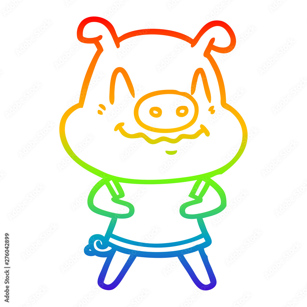 rainbow gradient line drawing nervous cartoon pig rainbow gradient line drawing nervous cartoon pig