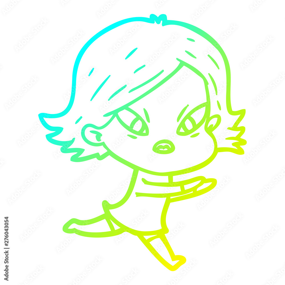 cold gradient line drawing cartoon stressed woman cold gradient line drawing cartoon stressed woman