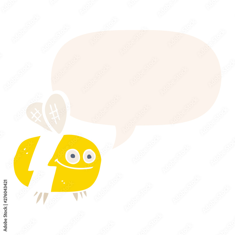 cartoon bee and speech bubble in retro style cartoon bee and speech bubble in retro style