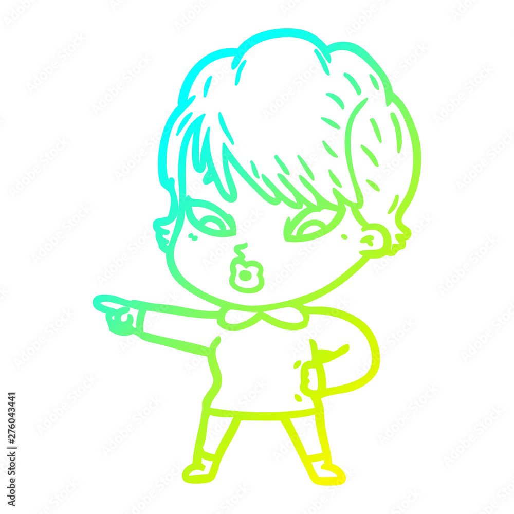 cold gradient line drawing cartoon woman cold gradient line drawing cartoon woman