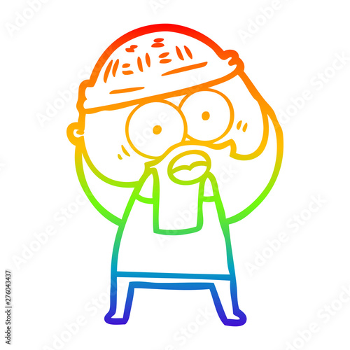 rainbow gradient line drawing cartoon bearded man