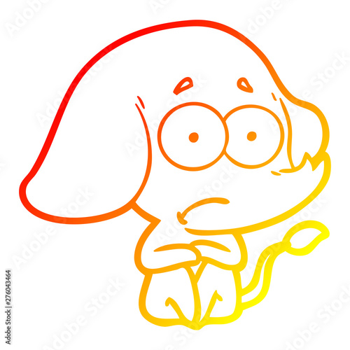 warm gradient line drawing cartoon unsure elephant