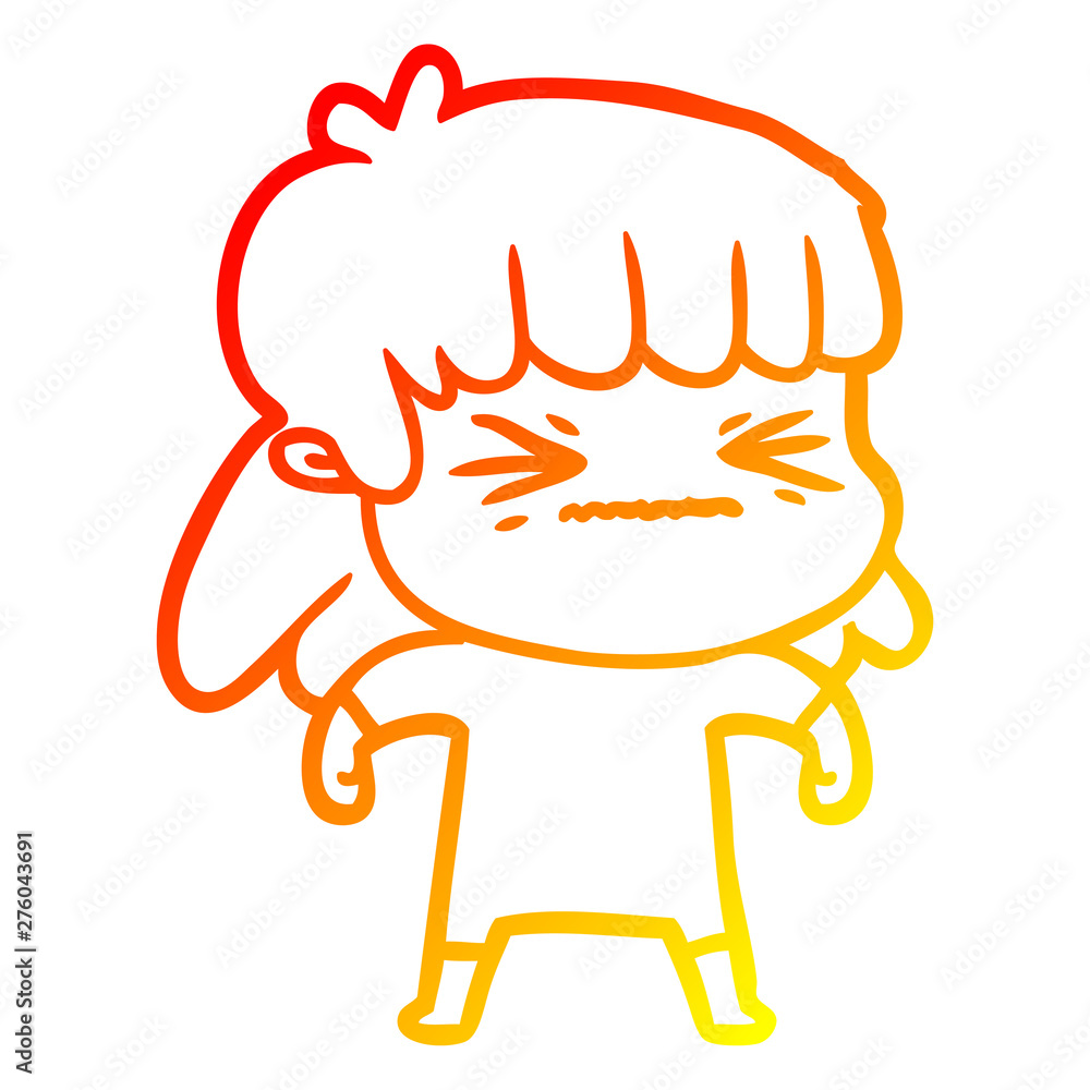 warm gradient line drawing cartoon woman warm gradient line drawing cartoon woman