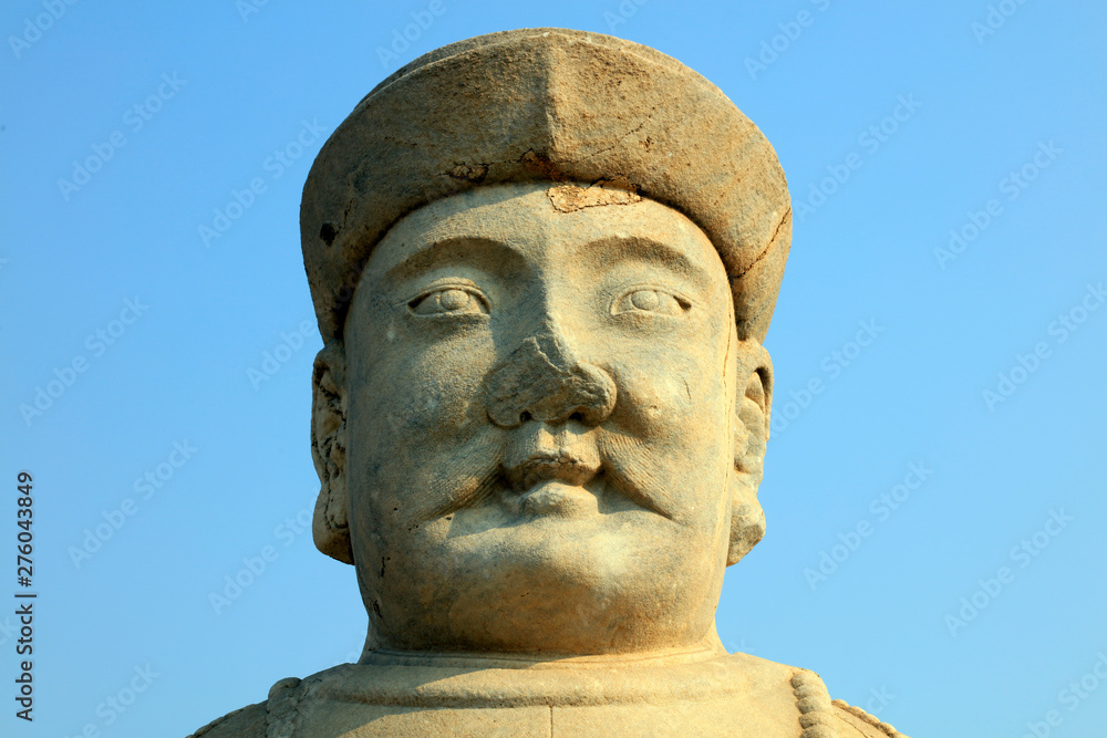 ancient Chinese officials head portrait stone statues