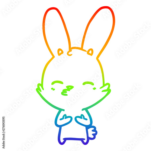 rainbow gradient line drawing curious bunny cartoon