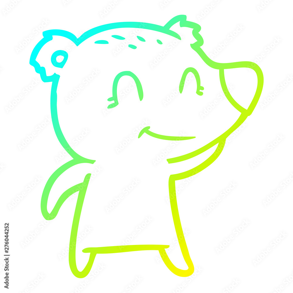 Fototapeta premium cold gradient line drawing smiling bear cartoon