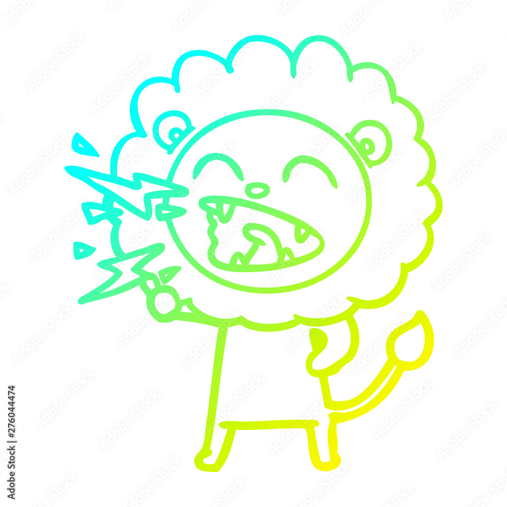cold gradient line drawing cartoon roaring lion cold gradient line drawing cartoon roaring lion