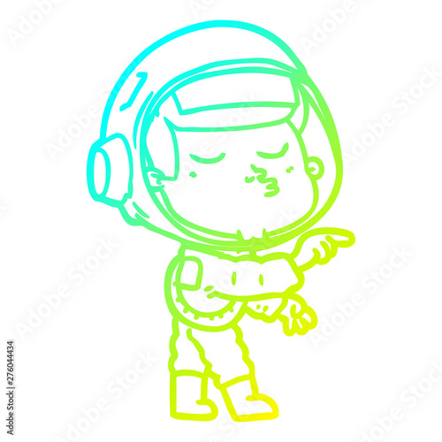cold gradient line drawing cartoon confident astronaut