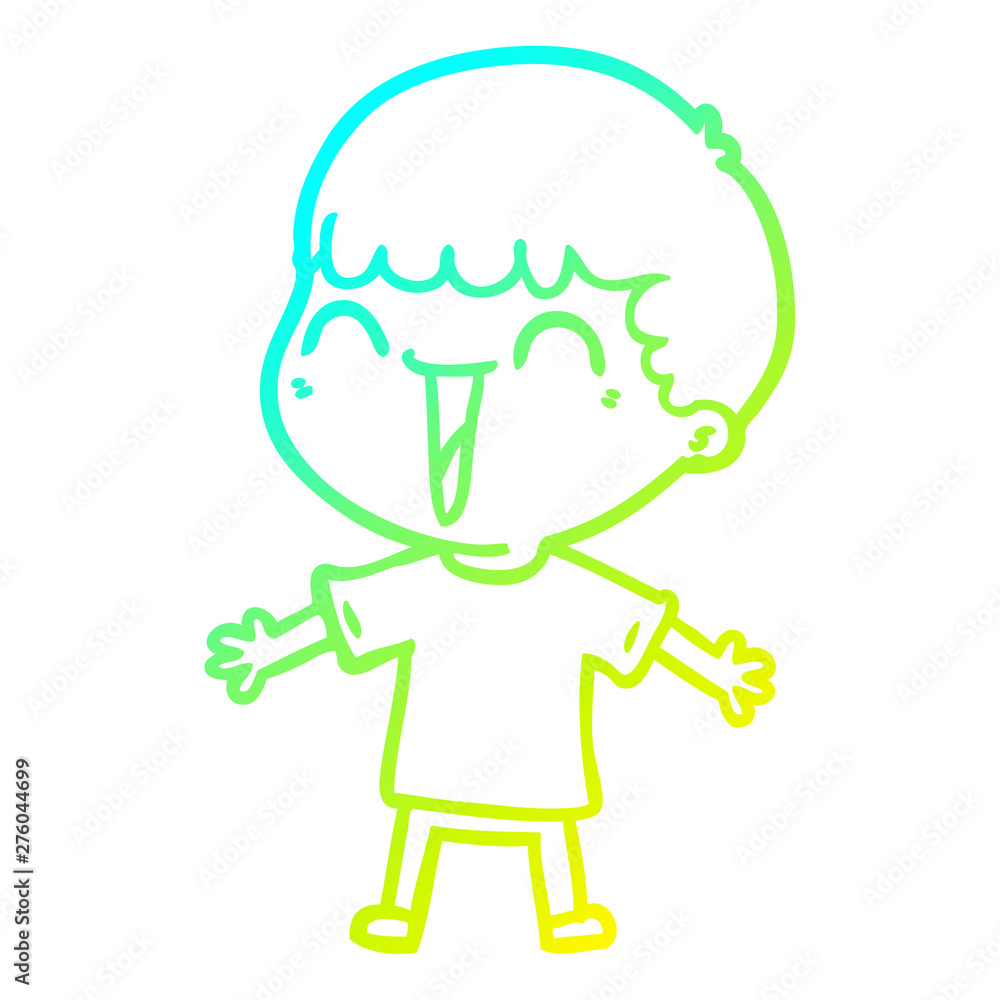 cold gradient line drawing cartoon happy man cold gradient line drawing cartoon happy man