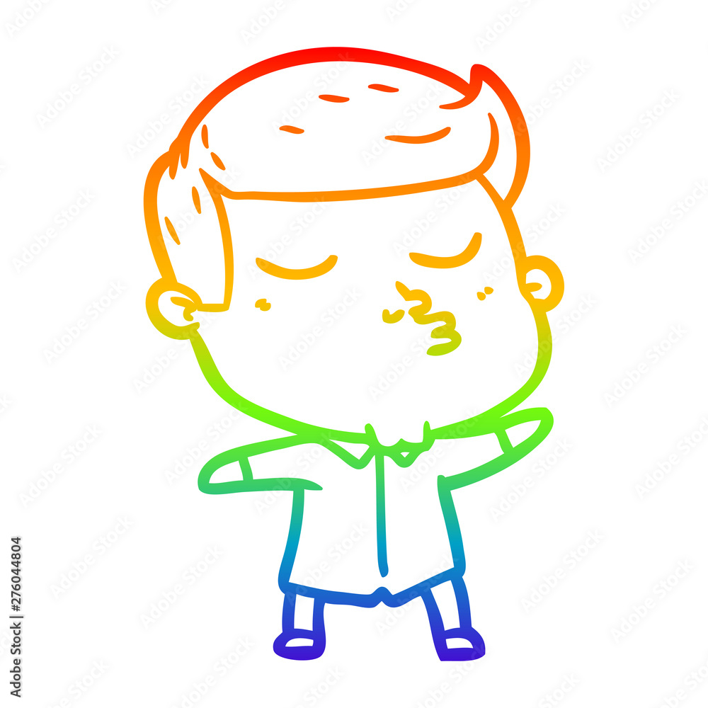 rainbow gradient line drawing cartoon model guy pouting rainbow gradient line drawing cartoon model guy pouting