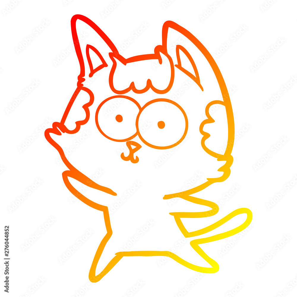 warm gradient line drawing happy cartoon cat warm gradient line drawing happy cartoon cat
